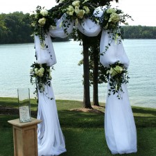 Wedding archway on lake 01