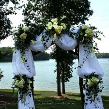 Wedding archway on lake 03