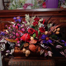 Silk fall table arrangement 02