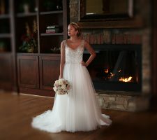 Amber at the bella collina mansion fireplace