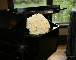 Bridal bouquet on bella collina grand piano