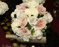 Cream and pink rose wedding bouquet
