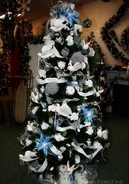 Blue and white silk christmas tree