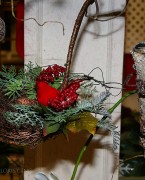 Christmas red bird in nest
