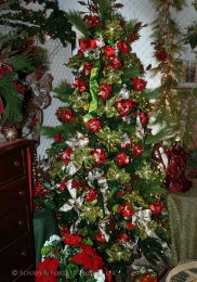 Green poinsettia christmas tree