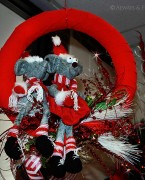 Red wrapped wreath with mice