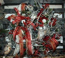 Rustic christmas wreath and mantle scene 2