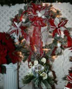 Silk poinsettia christmas wreath