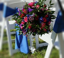 Wedding aisle hanging floral bouquet