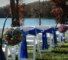 Wedding aisle hanging floral bouquets