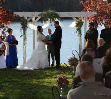 Wedding arch with rose arrangements