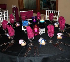 Wedding reception table setup with candles