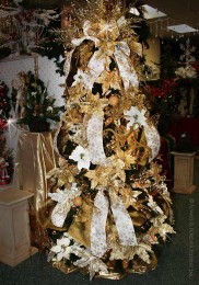 White and gold poinsettia christmas tree