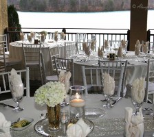 Hydrangea wedding reception table arrangement 2