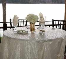 Hydrangea wedding reception table arrangement