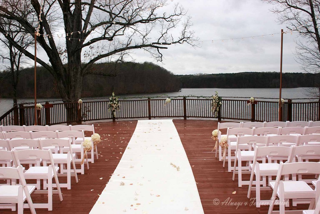 Rainy day wedding on the Bella Collina deck