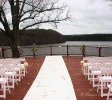 Rainy day wedding on the Bella Collina deck