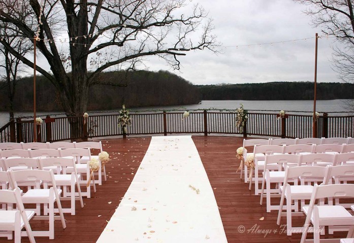 Rainy day wedding on the Bella Collina deck