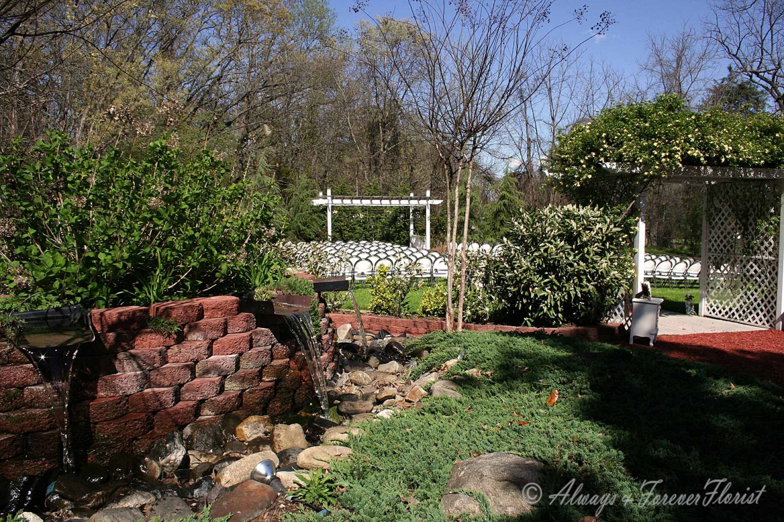 A Brisk Sunny Day In The Gardens At The Gray Gables Wedding Venue