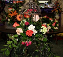 Bird cage wedding arrangement