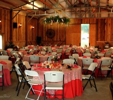 Beautiful wedding reception held at the Stanley Farm events barn pavillion featuring the Dylan Smith and Logan Belton wedding couple after their marriage vows.