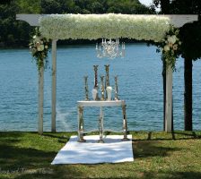 Wedding Arch And Silver Candelabras