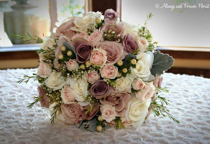 Creams And Lavender Bridal Bouquet