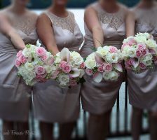 Pinks And Cream Bridesmaid Bouquets