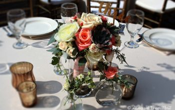 Bridal Bouquet On Wedding Reception Table
