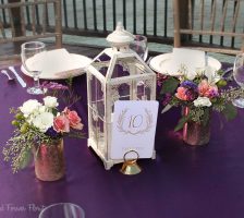Lavender Wedding Tablecloth With White Lantern