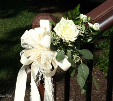 Stair Railing White Rose Adornment