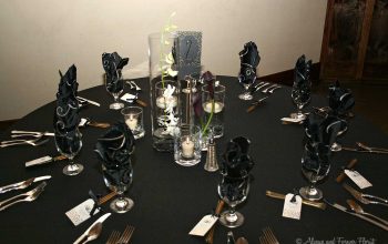 Dark Theme Wedding Reception Table Setup