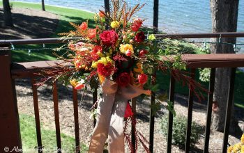 Deck Railing Wedding Fall Arrangement