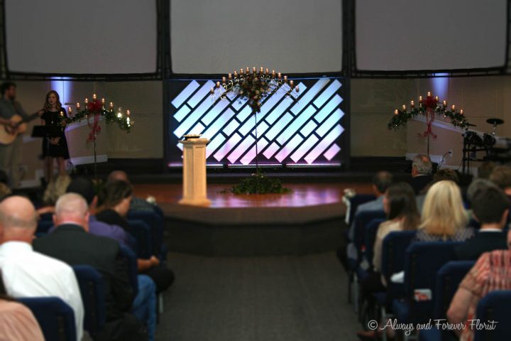 Triple Wedding Candelabras At Church Wedding