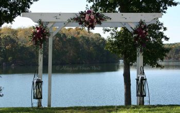 Wedding Pergola Spray Arrangements With Lanterns