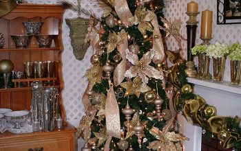 Bright Gold Silk Poinsettia Christmas Tree
