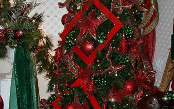 Festive Red And Green Christmas Tree