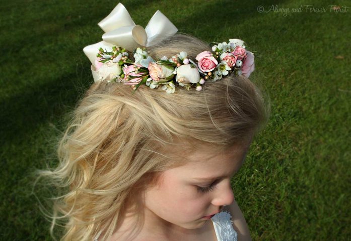 Matching hair adornment for flower girl