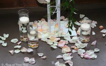 Rose petals and candles