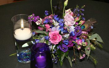Wedding reception table centerpiece with candles