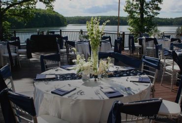 Outdoor wedding reception table setup