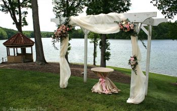 Rose draped pergola at bella collina