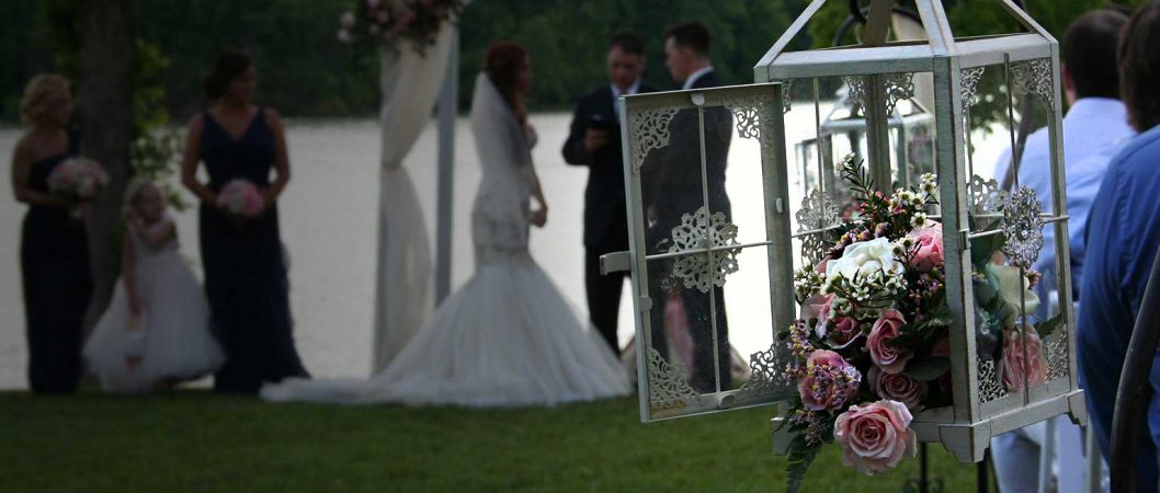 Wedding lantern with bouquet