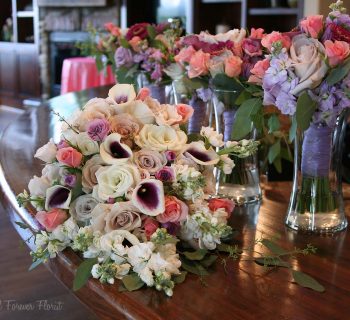 Assorted roses and callas bridal bouquets