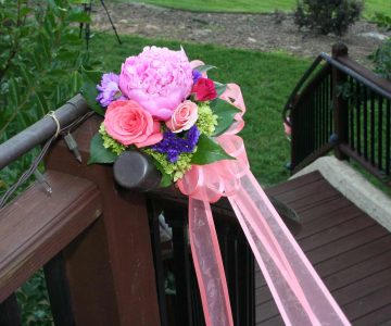 Beautiful pink peony staircase adornment