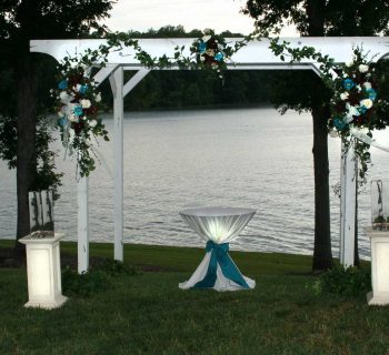 Cloudy day wedding pergola at bella collina