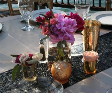 Contemporary wedding reception table centerpiece