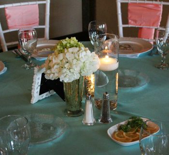 Floating candle on wedding reception table