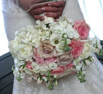 June whites and pinks bridal bouquet