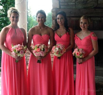 Lovely bridesmaids with their bouquets